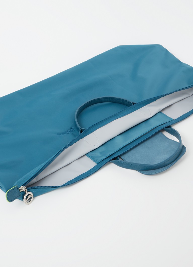 Geantă de umăr Longchamp Le Pliage verde, mărimea M, cu detalii din piele.
