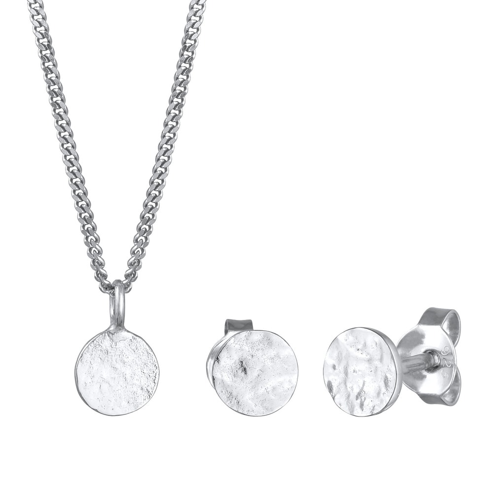 Elli Elli Ensemble de Bijoux Femmes pendentif plaquette set clous d'oreilles en argent Bijoux