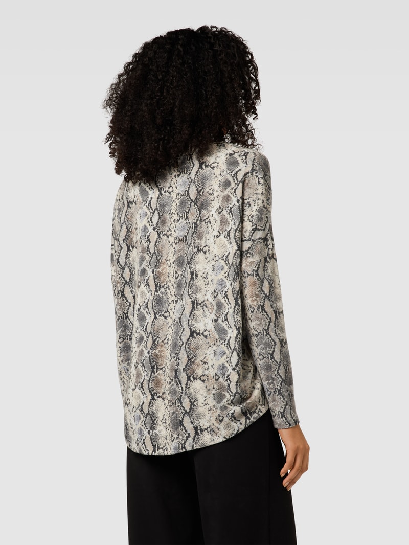 Sweatshirt mit Animal-Print Modell 'Biara' in ecru meliert