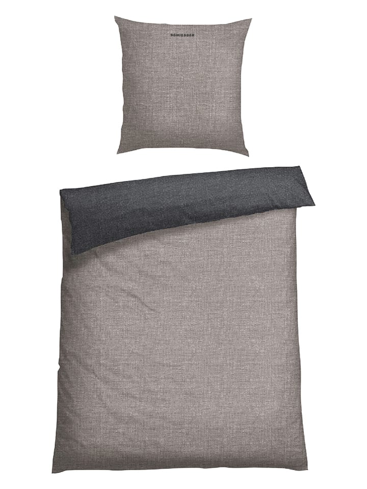 Schiesser Renforcé-Bettwäsche-Set in Grau/ Schwarz günstig kaufen