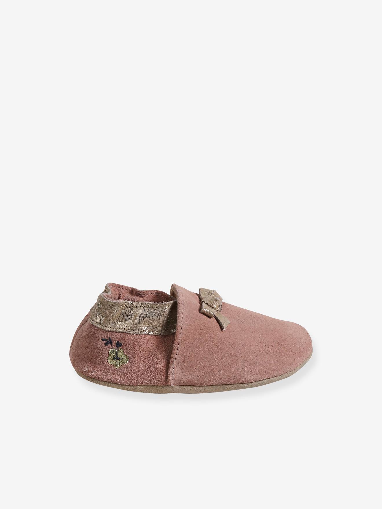 Vertbaudet Baby Krabbelschuhe mit Gummizug - altrosa