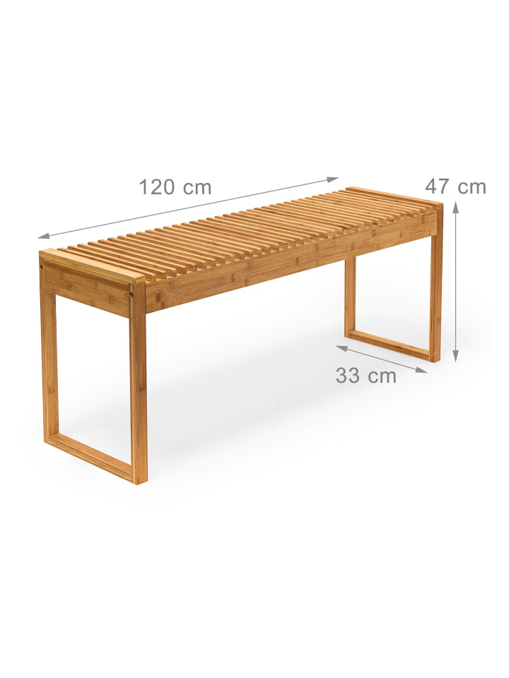 relaxdays Sitzbank in Natur - (B)120 x (H)47 x (T)33 cm günstig kaufen onesize
