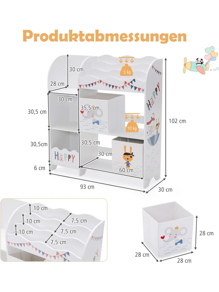 COSTWAY Kinderzimmerschrank in Weiß günstig kaufen 30 cm