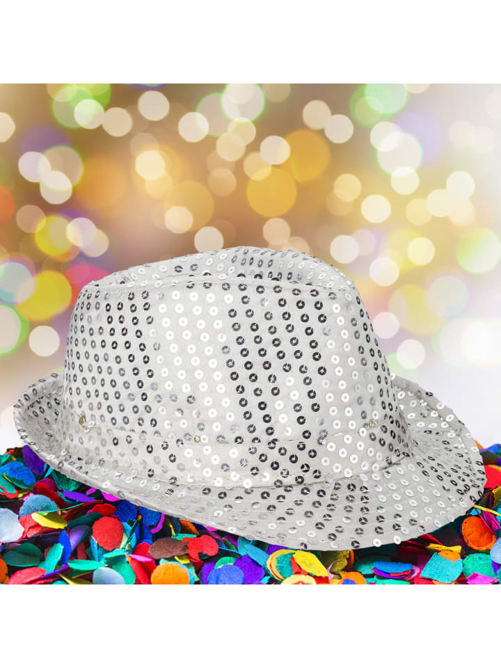 relaxdays 2 x Paillettenhut LED in Silber günstig kaufen onesize