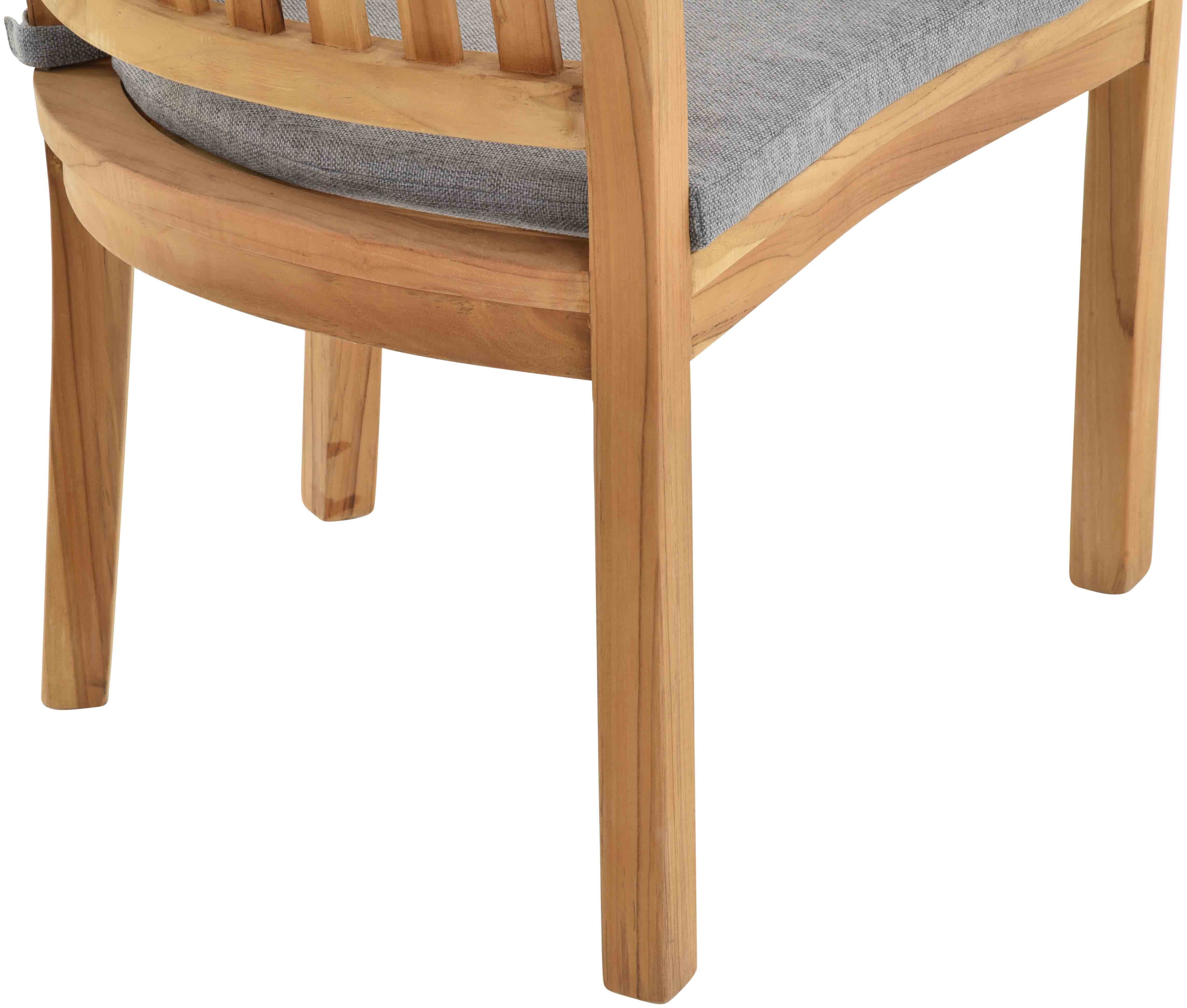 Krines Home Esszimmerstuhl 2er Set Teakstuhl Holz Teak Stuhl Esszimmerstuhl mit Lehne mit Polster (2er-Set, 2 St), Sessel mit Armlehne, Massiv (Planta)