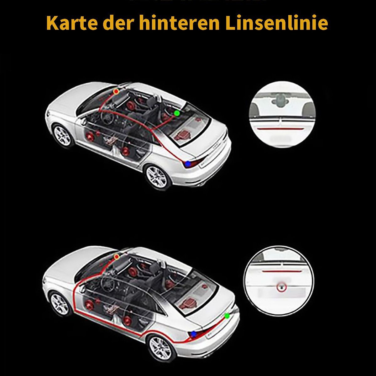 Yoyaxi 3-Kanal HD 1080P Auto-WLAN-Kamera Dashcam (Gleichzeitige Videoaufzeichnung im und hinter dem Auto)
