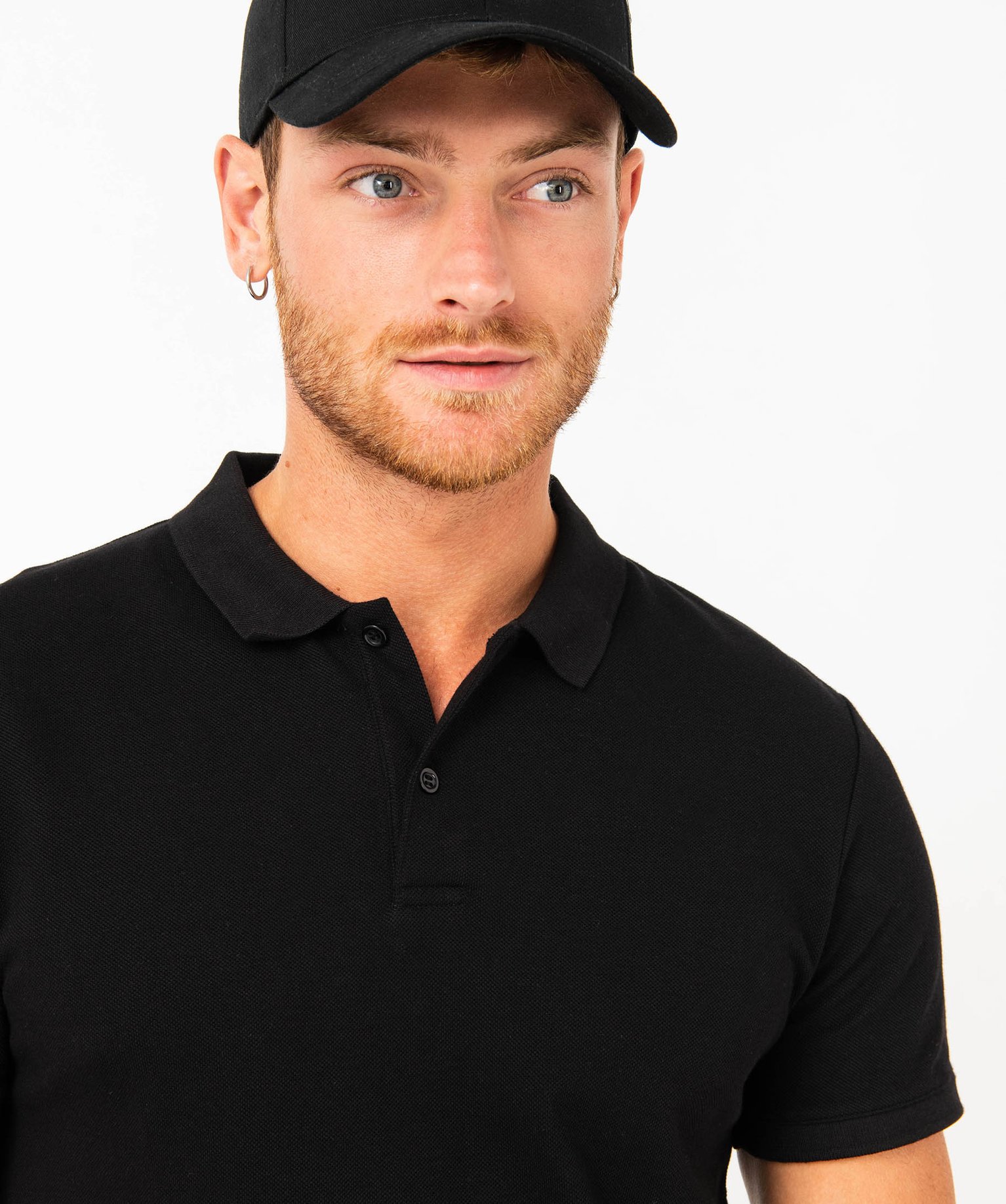 Polo à manches courtes en coton homme noir | GEMO