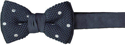 LANVIN, Schleife, Strick, tiefseeblau gemustert