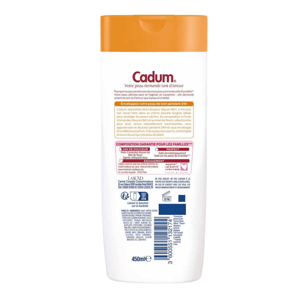 cadum Surgras Crème Douche Miel de fleurs