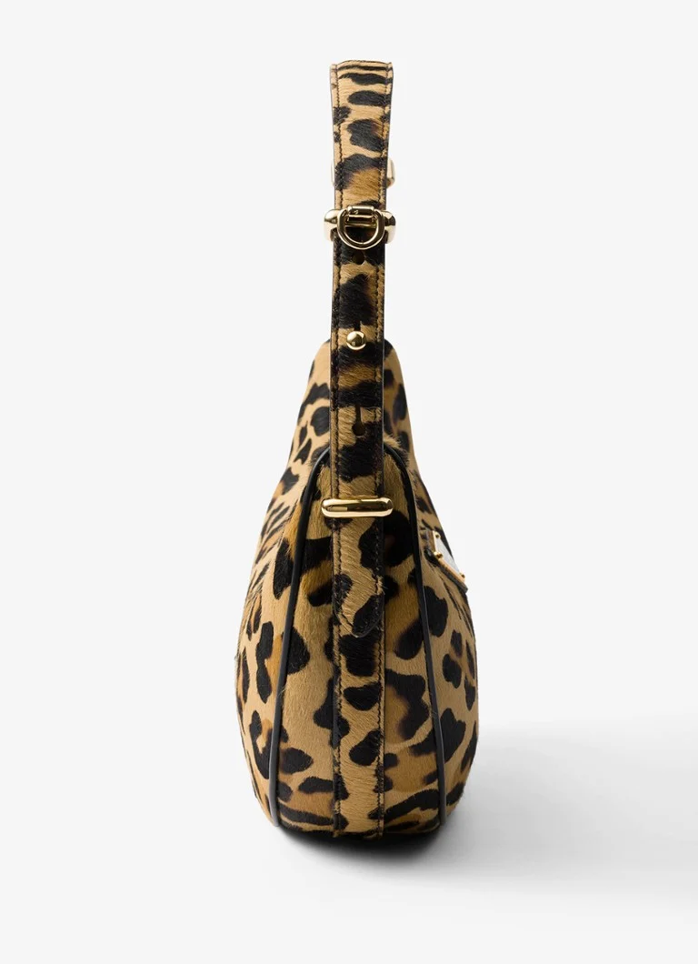 Prada Arqué leather shoulder bag with leopard print