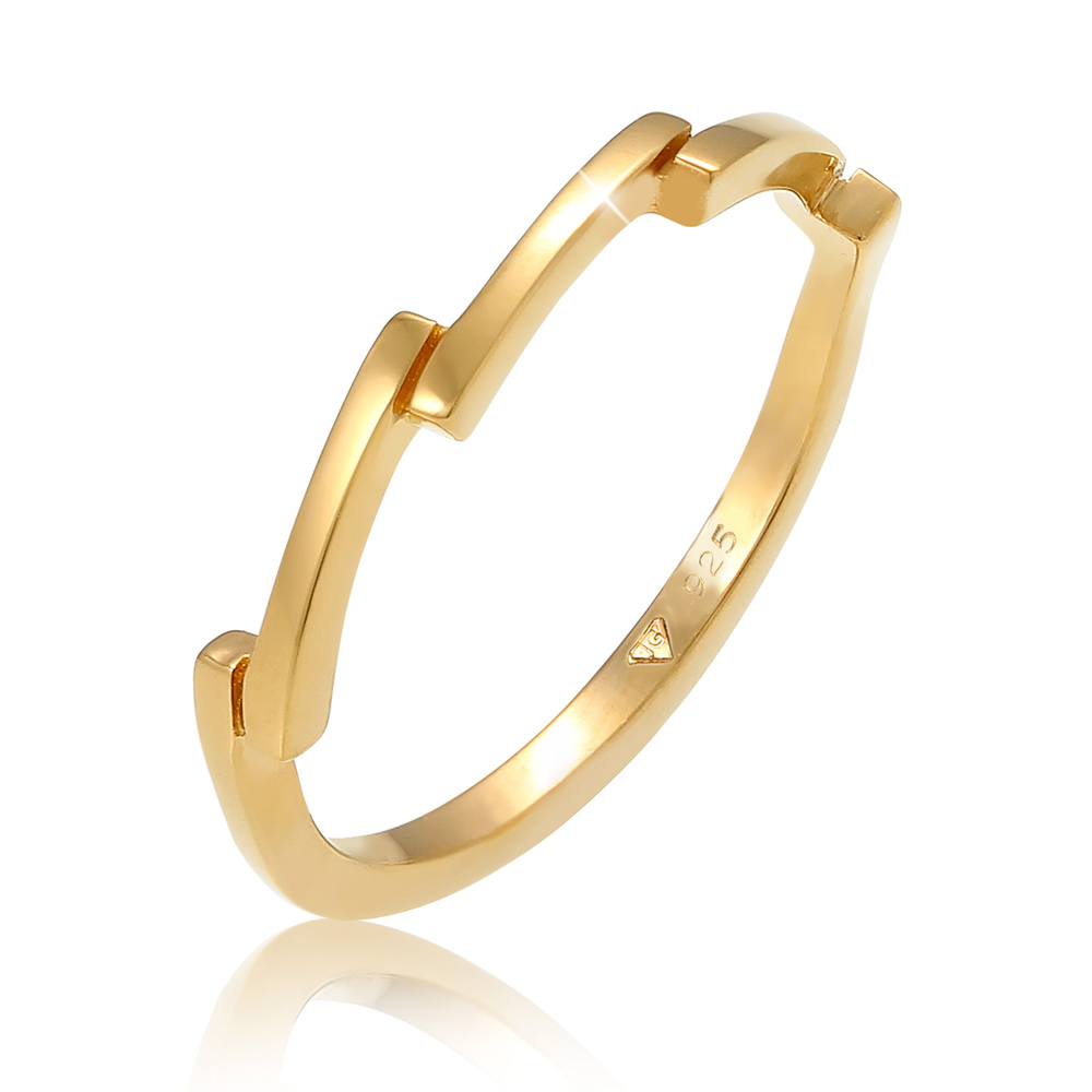 Elli Elli Bague Géo Look Basic Trend Blogger Bague Femme - (925/1000) Argent Bague