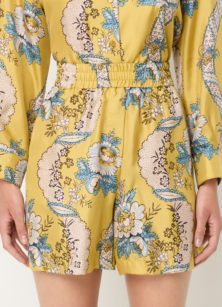 MaxMara Tracia high waist wide fit silk shorts with floral print