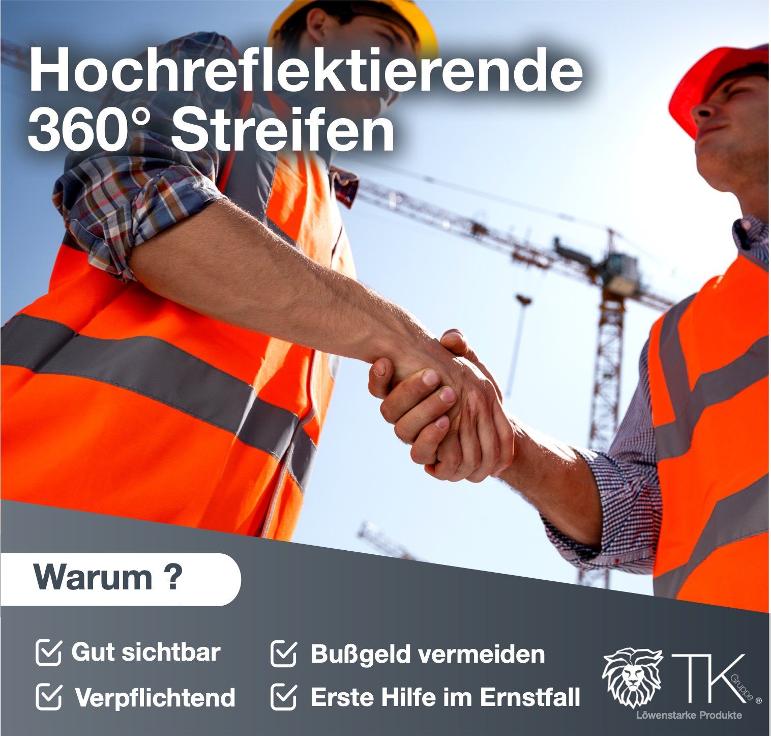TK Gruppe Warnweste 4X Warnwesten Orange - Pannenweste 2024 Unfallweste ISO20471