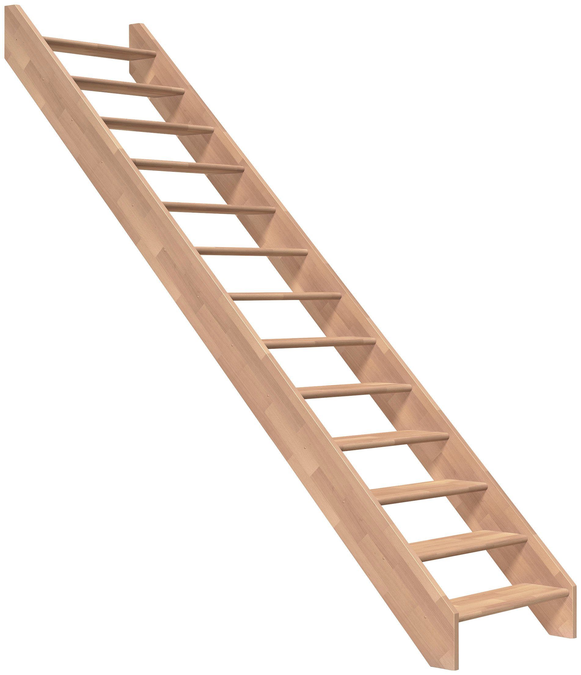 Dolle Raumspartreppe Paris, für Geschosshöhen bis 280,5 cm, Stufen offen, Buche, versch. Ausführungen