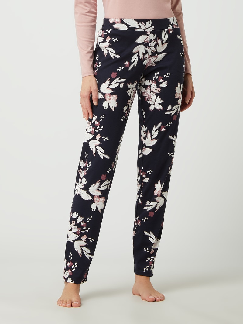 Pyjama-Hose mit floralem Muster in marineblau