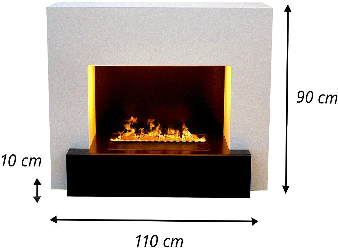 GLOW FIRE Dekokamin Hauptmann OMC 500, Wasserdampfkamin mit 3D Feuer mit integriertem Knistereffekt