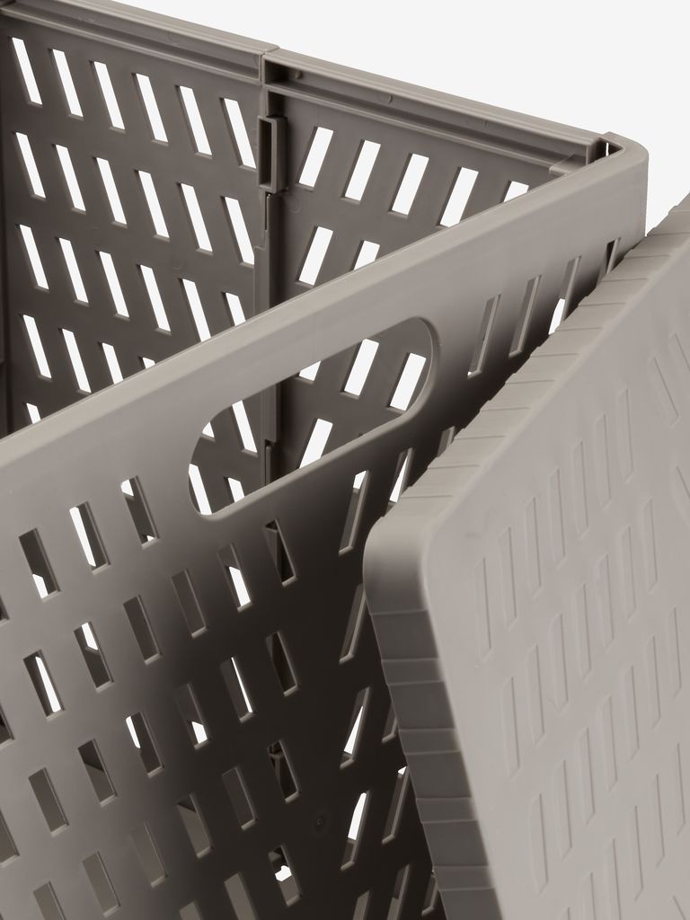 Cesta MILAS MILAS, 28 cm de largura x 30 cm de comprimento x 30 cm de altura, com tampa, dobrável, cinza.