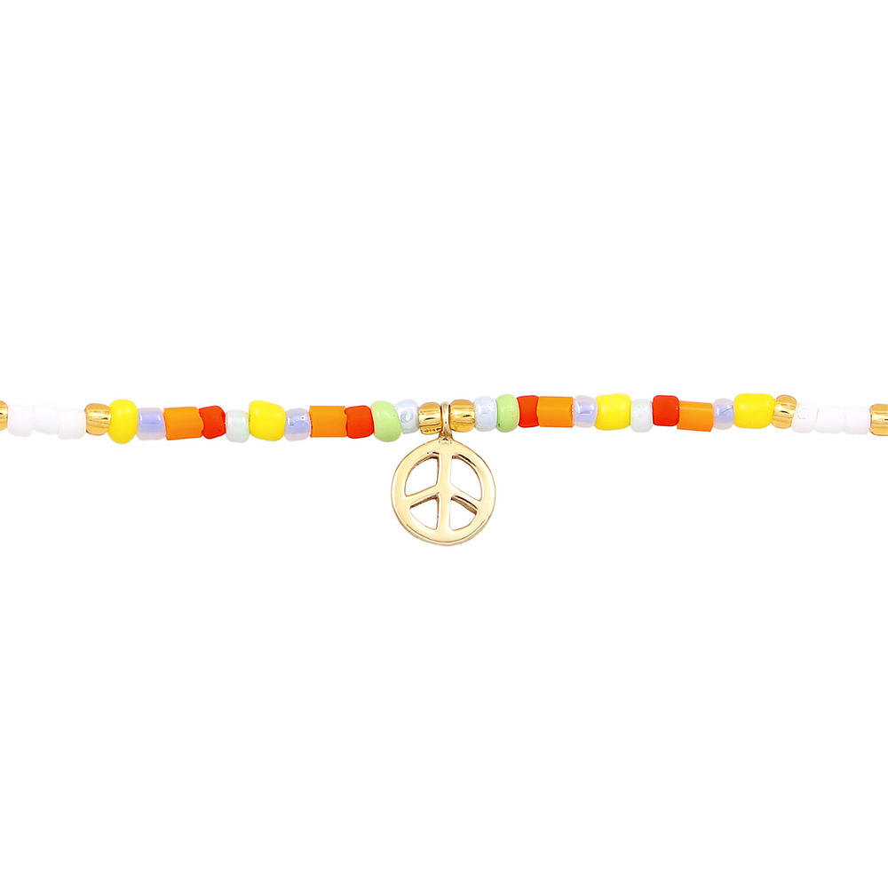 Elli Elli Collier Femmes Choker Peace Pendentif Beads Boho en argent sterling 925 plaq collier