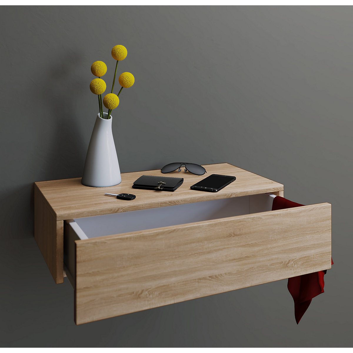 Holz Dielenmöbel Flur Dekoregal Wandboard Wandregal Wandschublade Blado Maxi