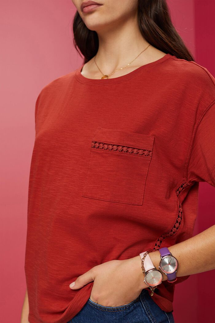 T-Shirt mit Spitzenbändern, 100 % Baumwolle