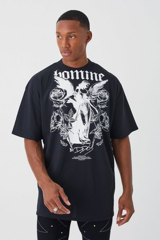 Oversize T-Shirt mit Homme-Print