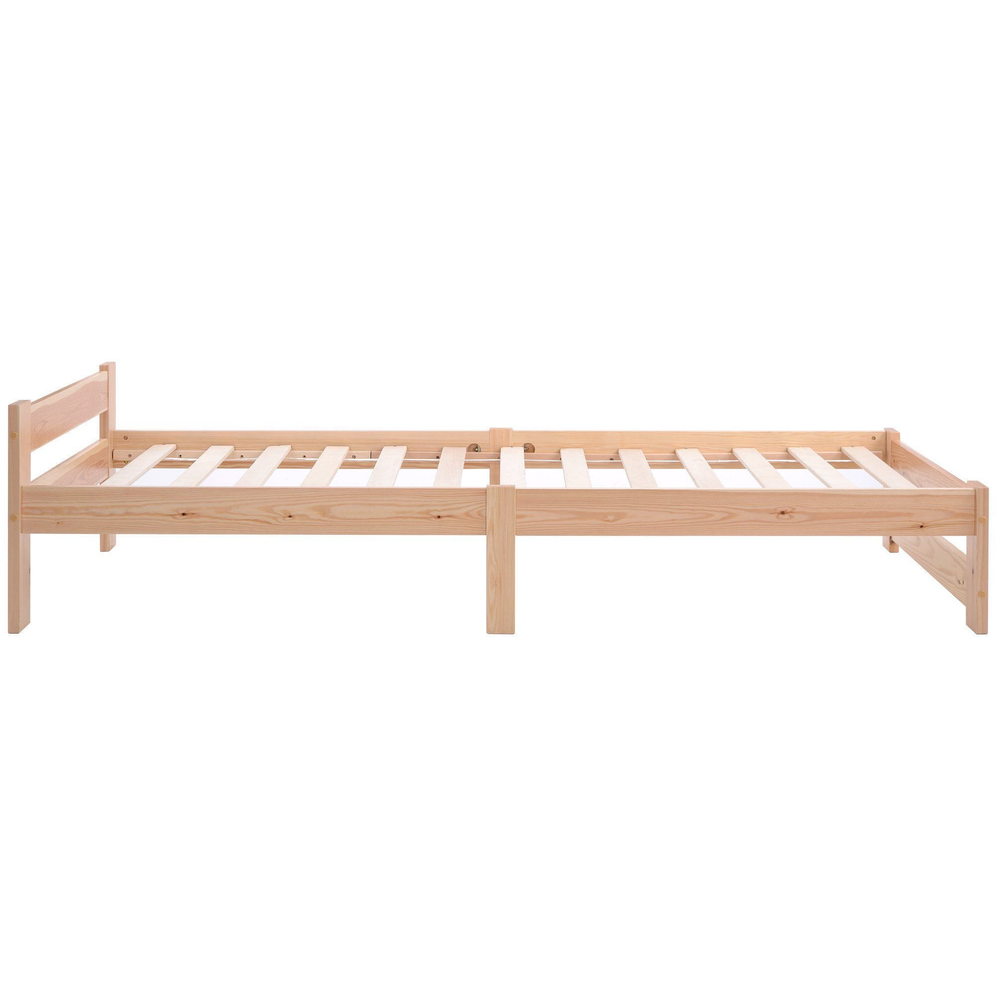KLAM HOME Massivholzbett 90-140x200cm Massivholzbett Massivbettgestell Holzbett (für Kinder-,Jugend-und Schlafzimmer, Bettrahmen Lattenrost Familienbett), Einzelbett Doppelbett Botenbett aus Kiefernholz Bettrahmen