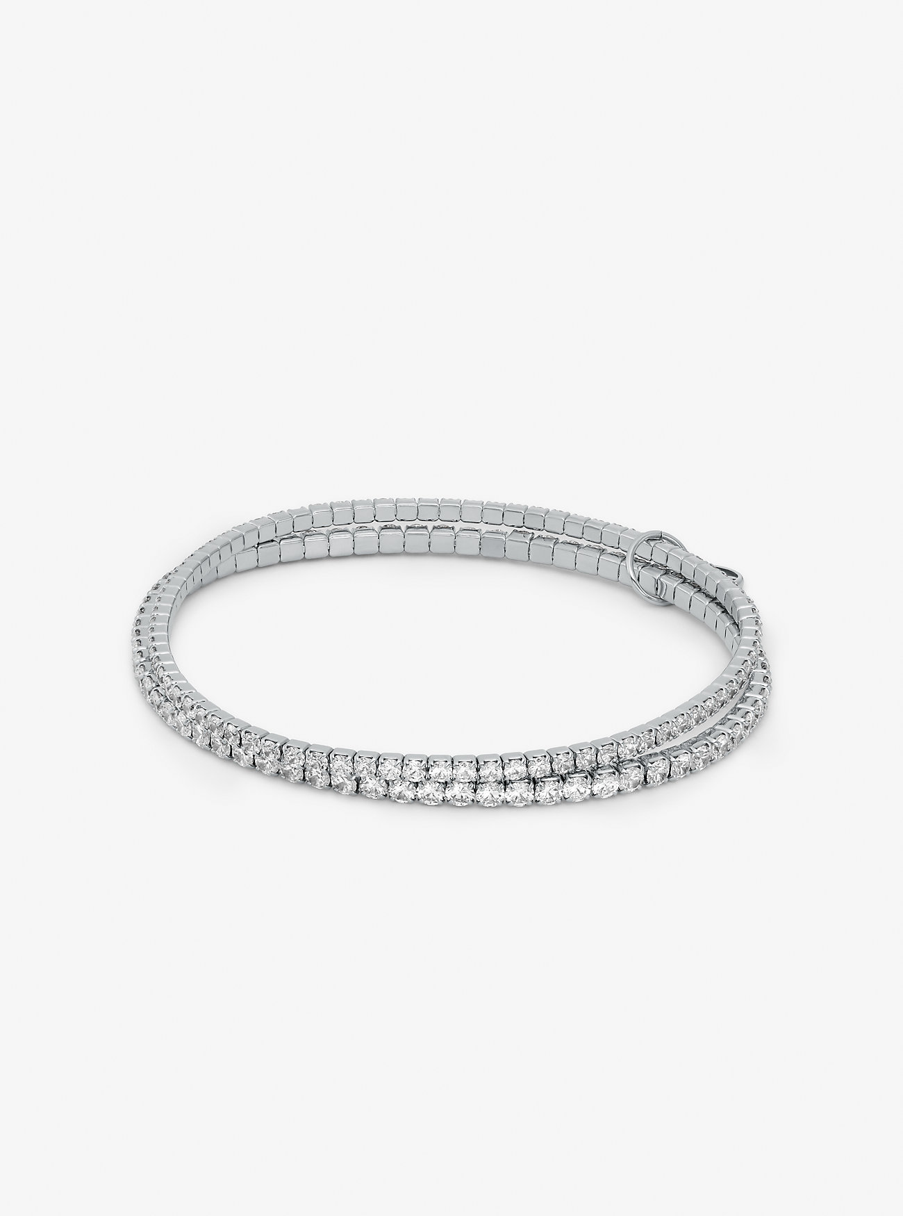Dobbel tennisarmbånd i edelmetallbelagt messing – sølv