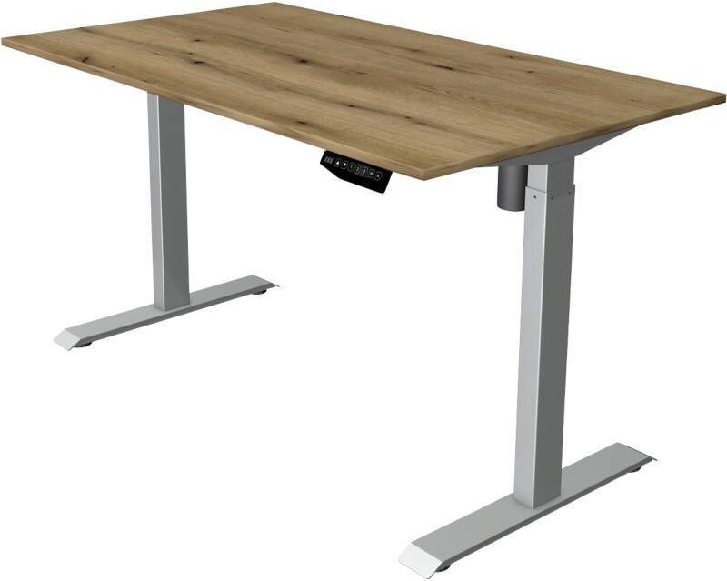 Kerkmann Move 1 Rechteckig Elektronisch Höhenverstellbarer Sitz-Stehschreibtisch Melamin, Stahl Eiche, Silber 1400 x 800 x 1230 mm