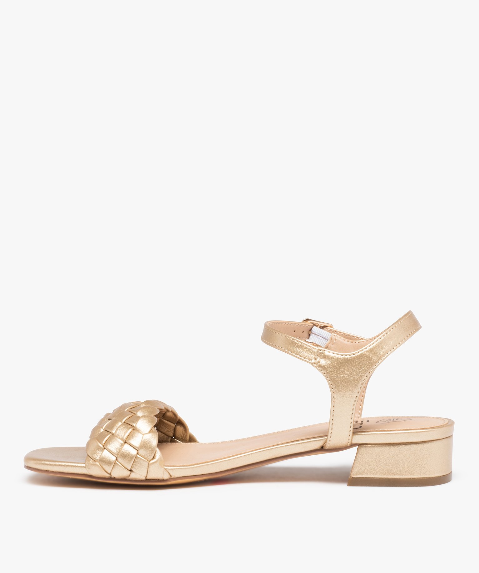 Sandales femme plates à brides tressées métallisées or | GEMO