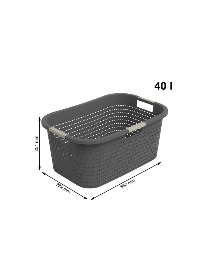 Rotho Country Wäscheset 2tlg. 55l, 40l, Kunststoff (PP) BPA-frei in Anthrazit günstig kaufen onesize