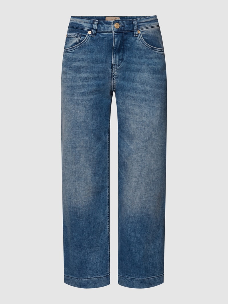 Straight Fit Jeans-Culotte mit Label-Patch Modell 'Rich' in blau