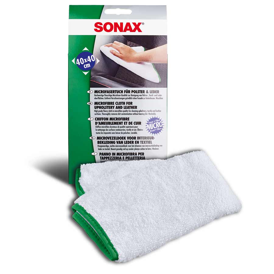 SONAX 4168000 MicrofaserTuch für Polster und Leder, 40x40 cm groß, 1 Stück - ATU