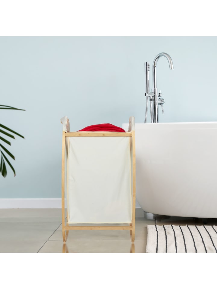 relaxdays Wäschekorb in Natur/Beige - (B)44 x (H)80 x (T)43 cm günstig kaufen onesize