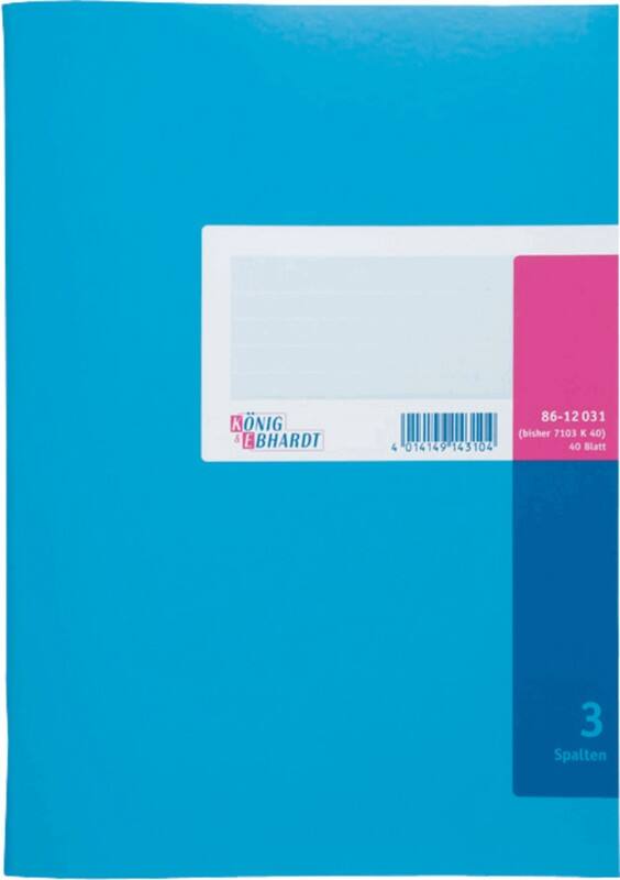 K E Spaltenbücher /8612031-7103K40, blau, 3 Spalten, DIN A4, Inh.40 Blatt