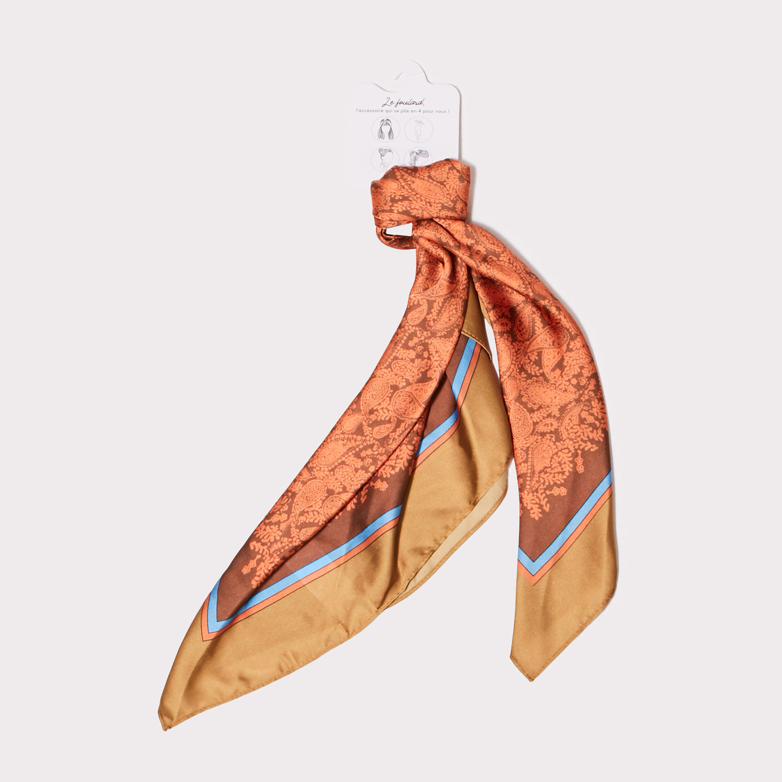 Foulard carré orange foncé femme | Cache Cache