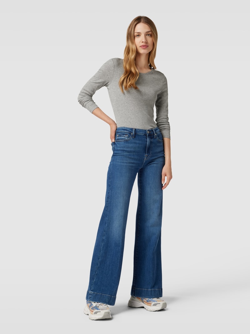 Longsleeve mit Rundhalsausschnitt in silber meliert