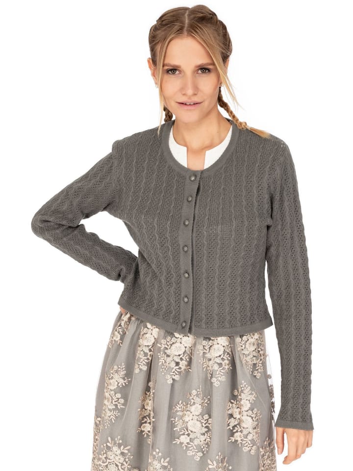OS-Trachten Strickjacke 457000-7019 in mittelgrau günstig kaufen