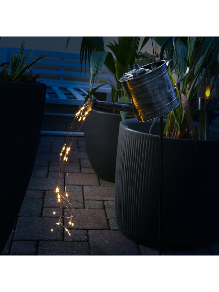 MARELIDA LED Solar Gießkanne mit Wasserfalleffekt H: 90cm in silber günstig kaufen onesize
