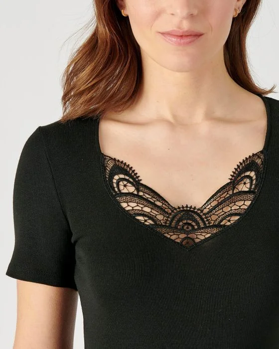 Tee-shirt finition guipure Thermolactyl