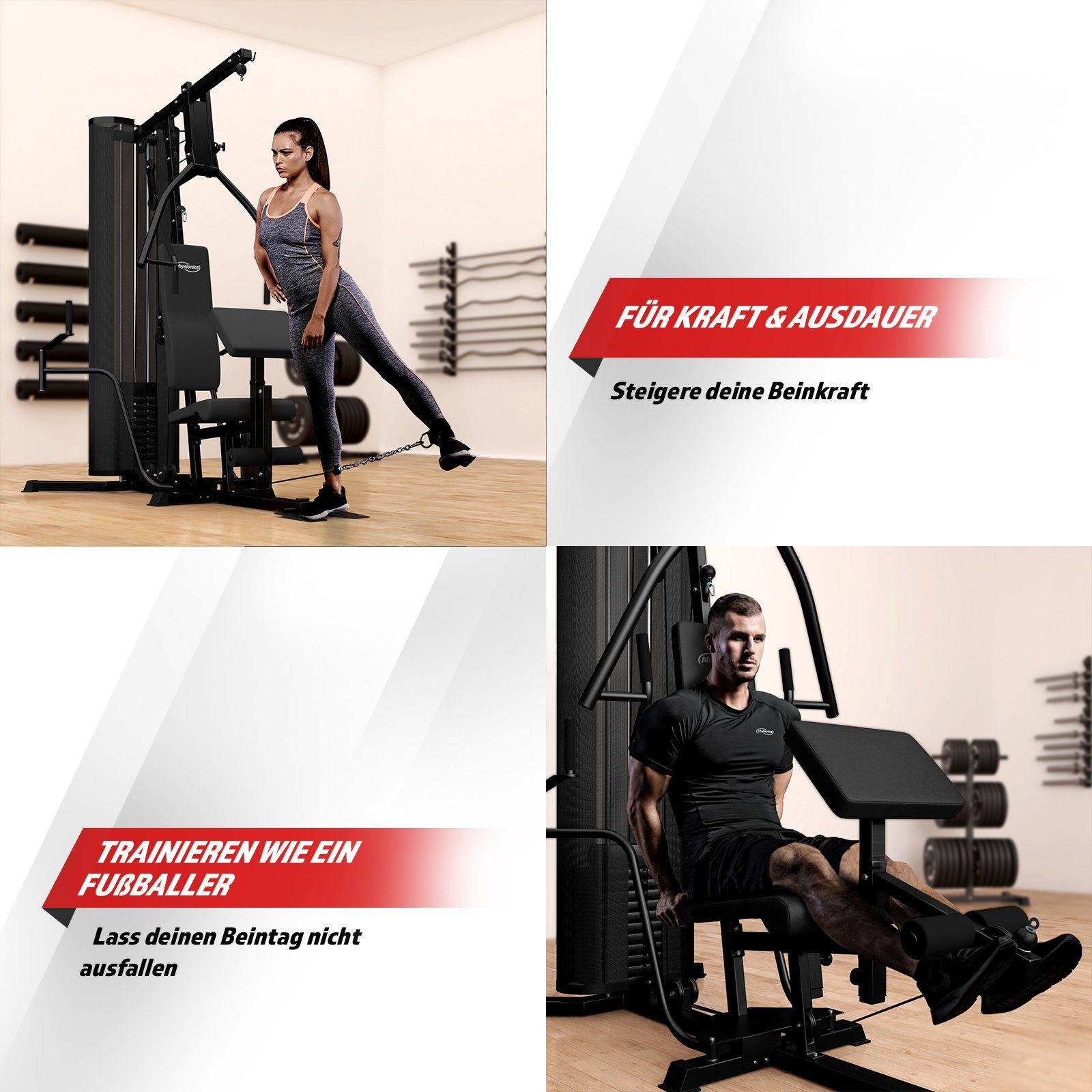 Physionics Kraftstation - Hantelscheiben 66 kg, Verstellbar, Latzug, Beincurl, (1-tlg)