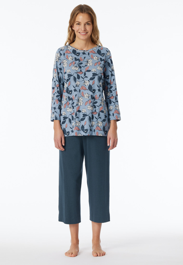 Schlafanzug 3/4-lang blaugrau gemustert - Comfort Nightwear