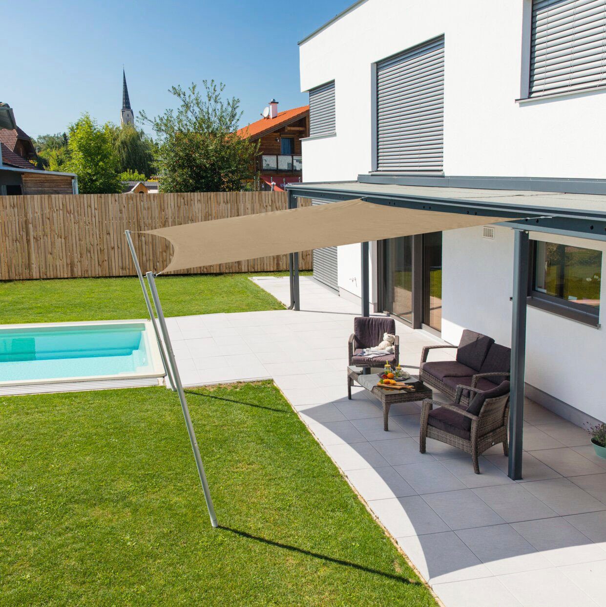 Windhager Sonnensegel Cannes Quadrat, 4x4m, taupe