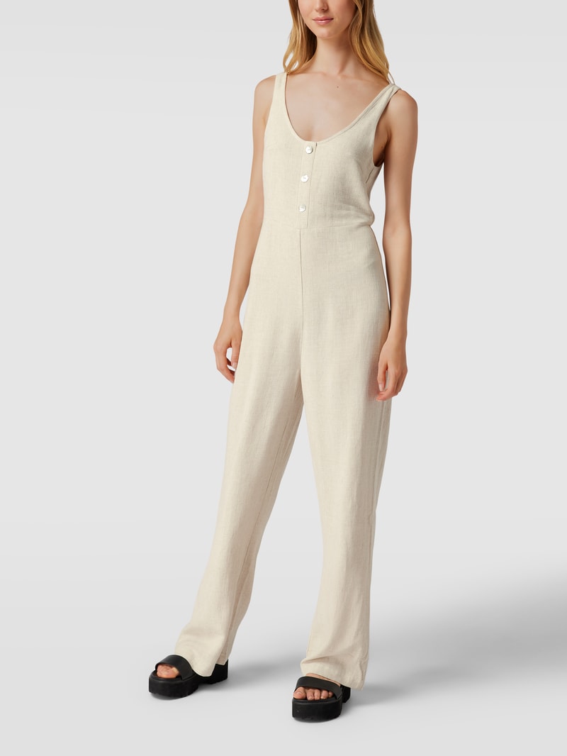 Jumpsuit mit angedeuteter Knopfleiste in beige