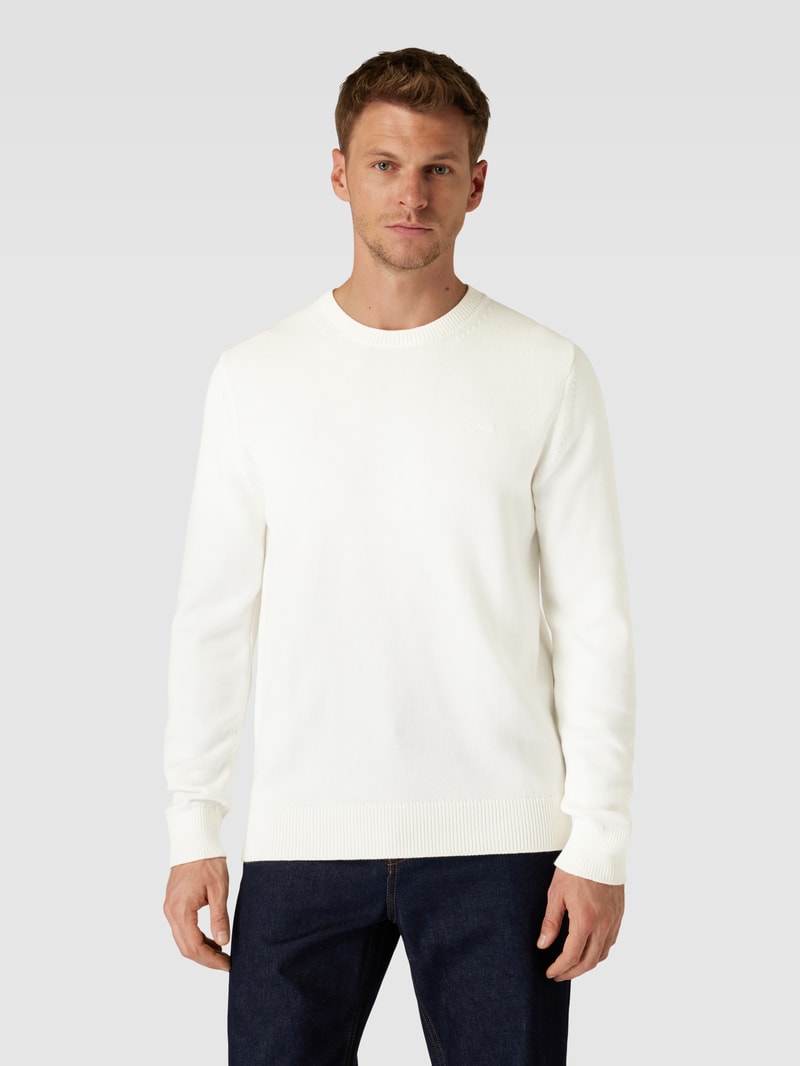 Strickpullover mit Label-Stitching in offwhite