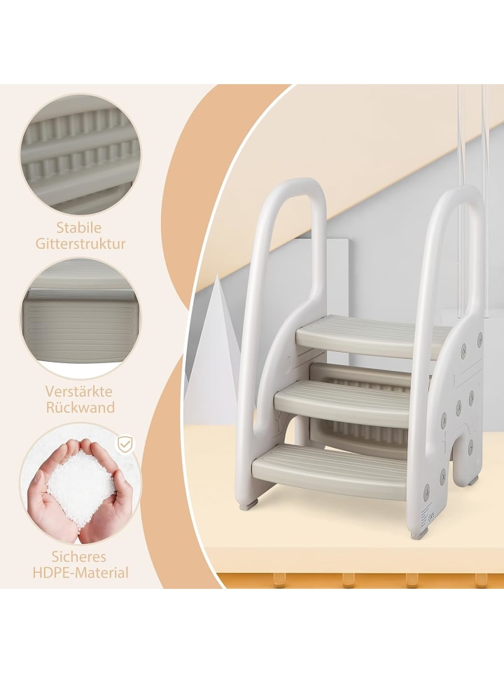 COSTWAY 3 stufig Tritthocker ab 1 Jahre in Grau günstig kaufen 42 x 42 cm