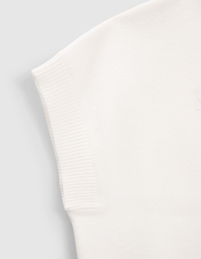 Pull écru asymétrique en tricot fille
