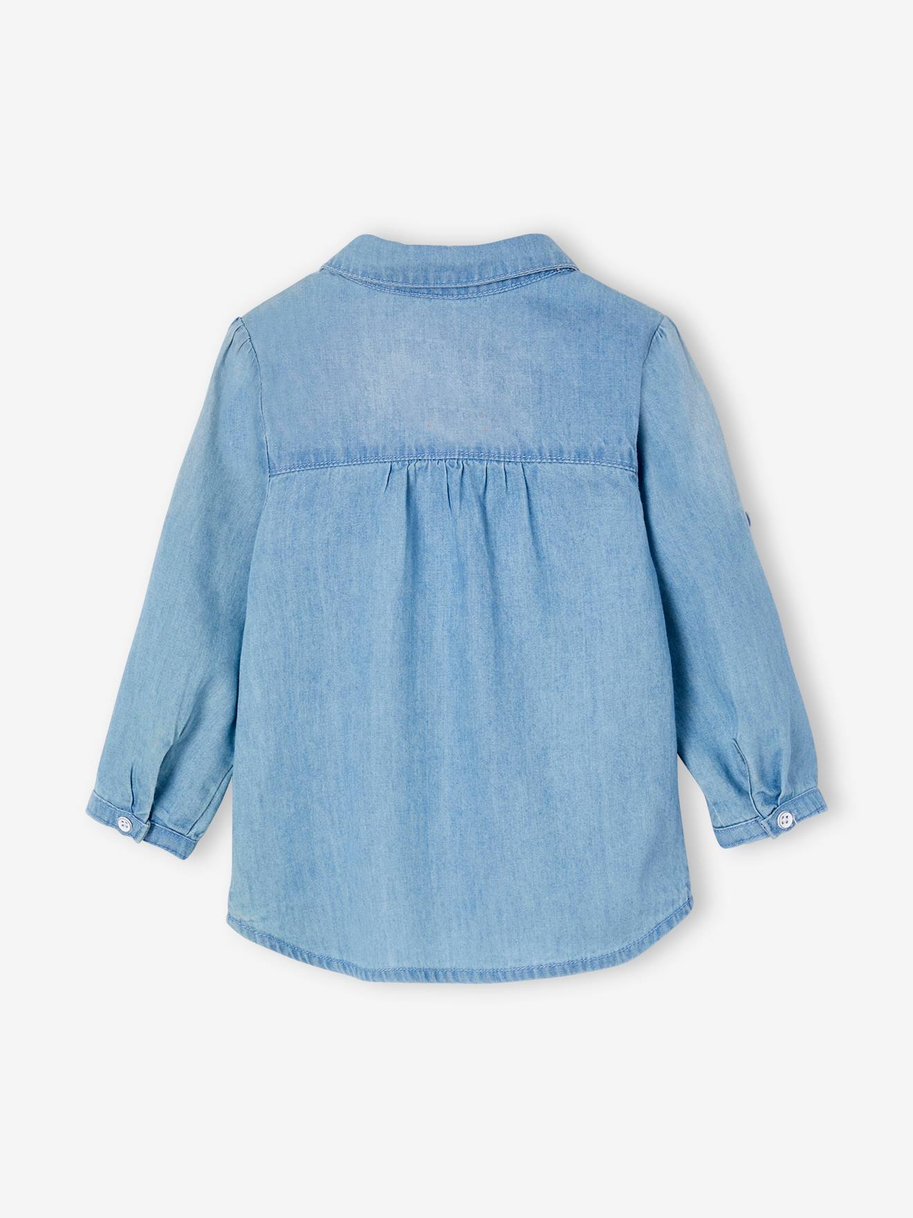 Chemise en jean délavé bébé fille personnalisable denim bleached