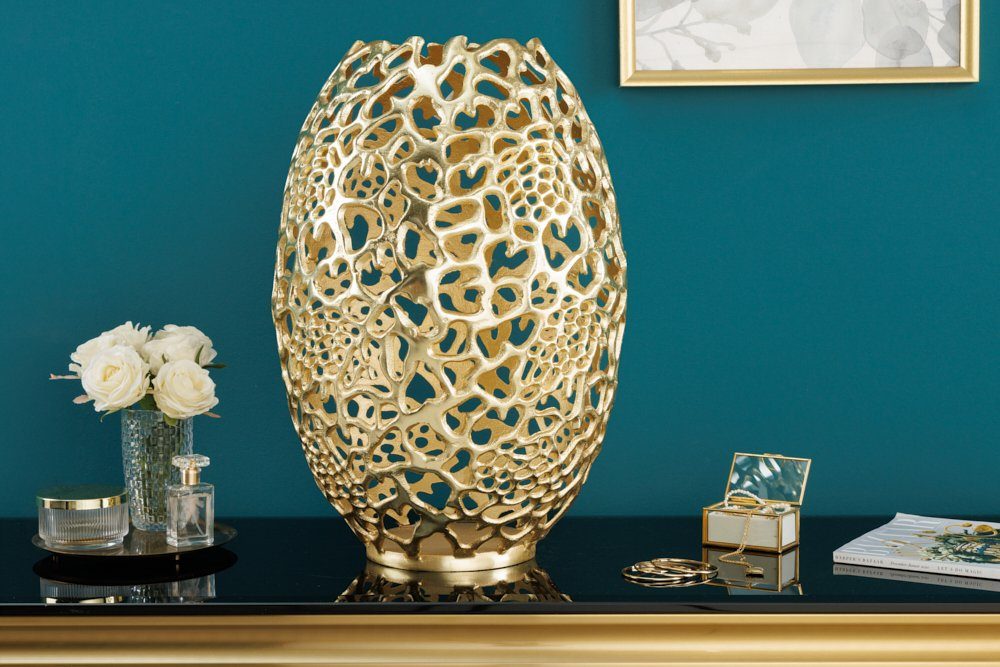 riess-ambiente Dekovase ABSTRACT LEAF 50cm gold (Einzelartikel, 1 St), Wohnzimmer · Handmade · Metall · Vase · Gold-Optik · Schlafzimmer