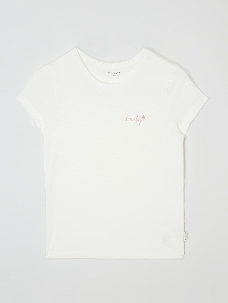 T-Shirt mit Stickerei in weiß