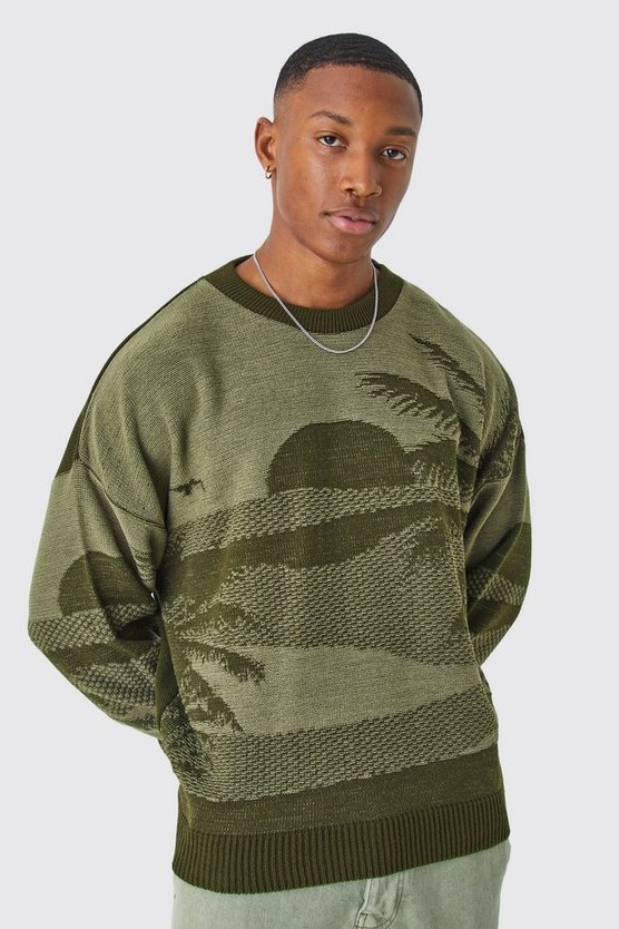 Kastiger Oversize Pullover mit Print